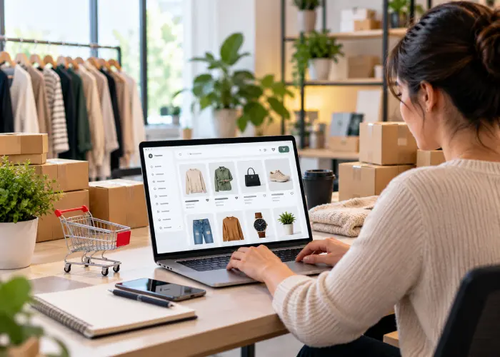 E-commerce checkout flow illustration
